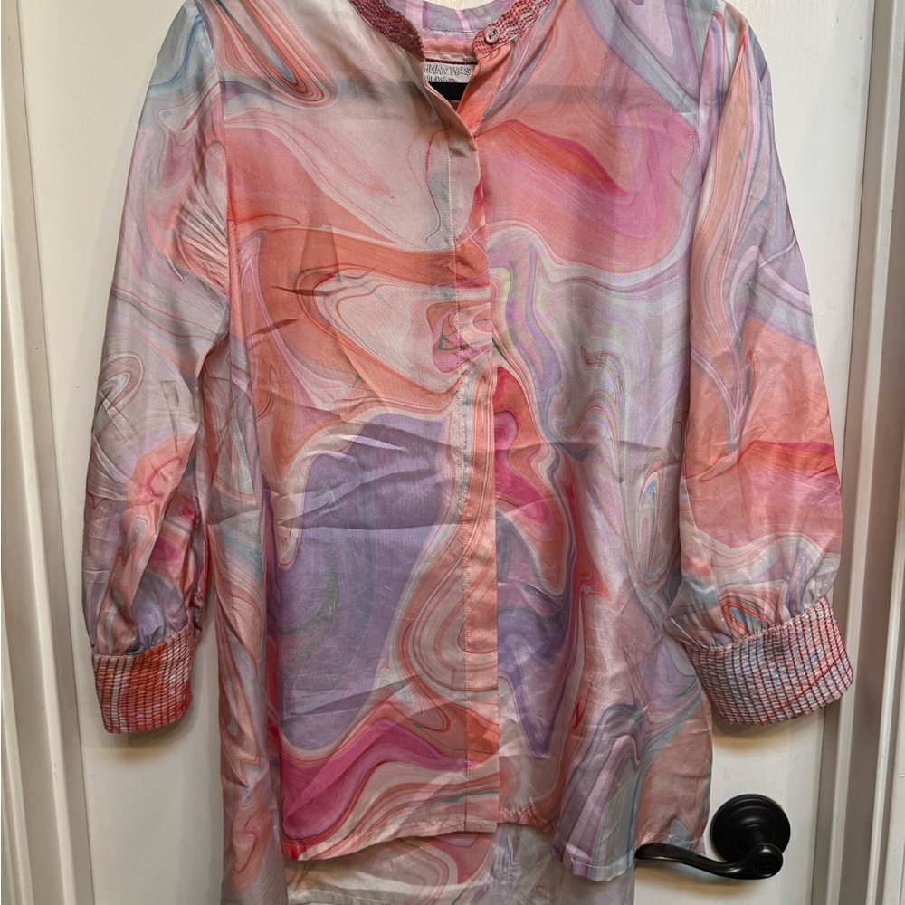 Johnny Was Multicolor Swirl Blouse